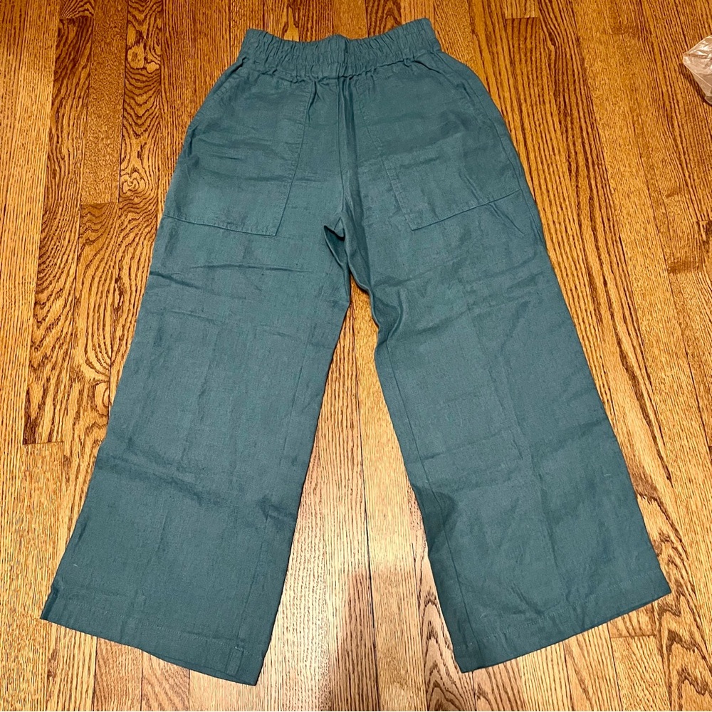 Not Perfect Linen Puglia straight leg pants dark turquoise NPL